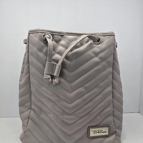 Bella Russo Quilted Shoulder Bag – Light Gray Drawstring Tote – Stylish & Spacio - Picture 1 of 6